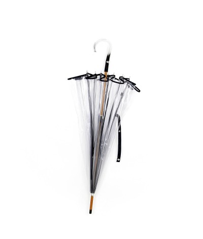 → "Transparent Bell" Umbrella - Black - Long Manual - Handcrafted in France by Maison Pierre Vaux