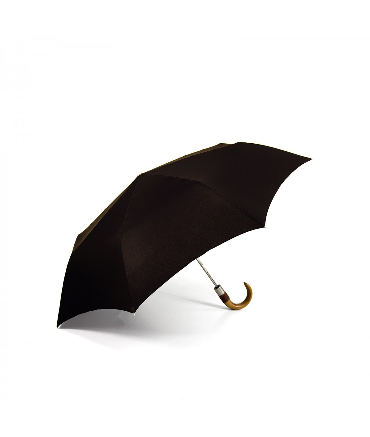 → Longchamp - "Men's Umbrella" Chocolate - Mini Automatic - by the French Umbrellas Manufacturer Maison Pierre Vaux