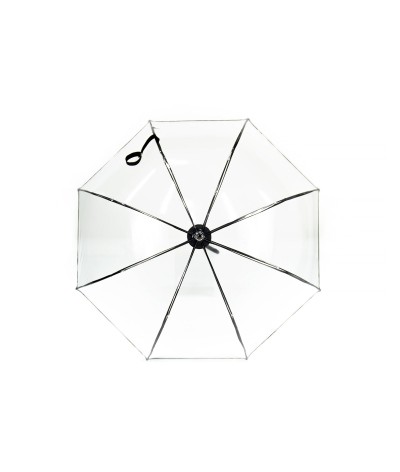 → Longchamp Umbrella "Transparent" Black - Long manual - by the French Umbrella Manufacturer Maison Pierre Vaux