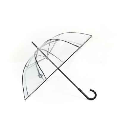 → Longchamp Umbrella "Transparent" Black - Long manual - by the French Umbrella Manufacturer Maison Pierre Vaux