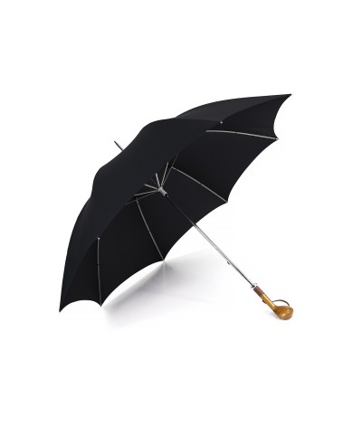 →  Longchamp Umbrella - "Golf" Black - Long manual by the French Umbrellas Manufacturer Maison Pierre Vaux