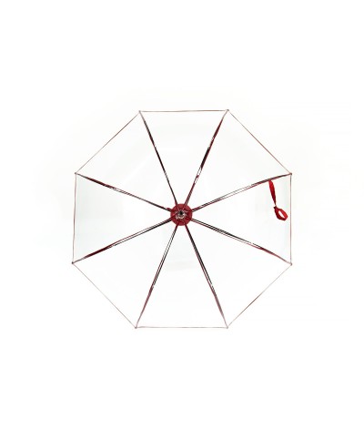 → Longchamp Umbrella "Transparent" Red - Long manual - by the French Umbrella Manufacturer Maison Pierre Vaux
