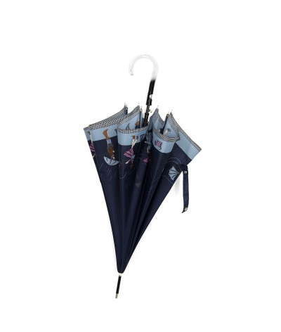 → Blue "Storm" Umbrella - Long automatic - by the French Umbrella Manufacturer Maison Pierre Vaux