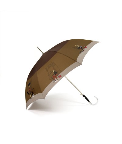 → "Fashion Chic" Umbrella - Brown - Long automatic -  by the French Umbrella Manufacturer Maison Pierre Vaux