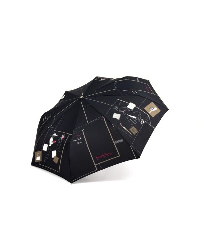 → "New Wave Umbrella" White - Folding Automatic Opening/Closing - Black by Maison Pierre Vaux French Umbrella Manufacturer