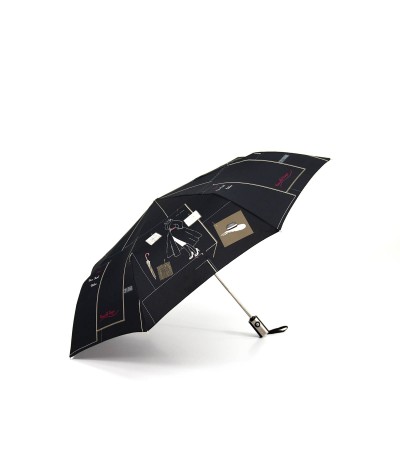 → "New Wave Umbrella" White - Folding Automatic Opening/Closing - Black by Maison Pierre Vaux French Umbrella Manufacturer