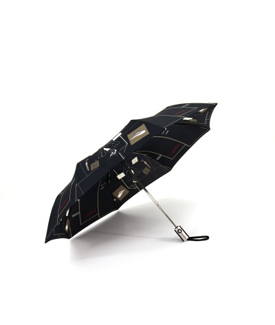 → "New Wave Umbrella" White - Folding Automatic Opening/Closing - Black by Maison Pierre Vaux French Umbrella Manufacturer