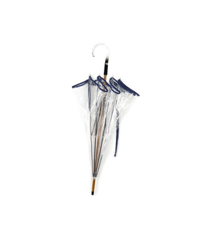 → Manual "classic transparent" umbrella - Traditional shape - Navy Blue - Handcrafted in France by Maison Pierre Vaux