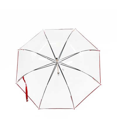 → Parapluie "Transparent Classique" - Rouge - Maison Pierre Vaux Fabricant Français