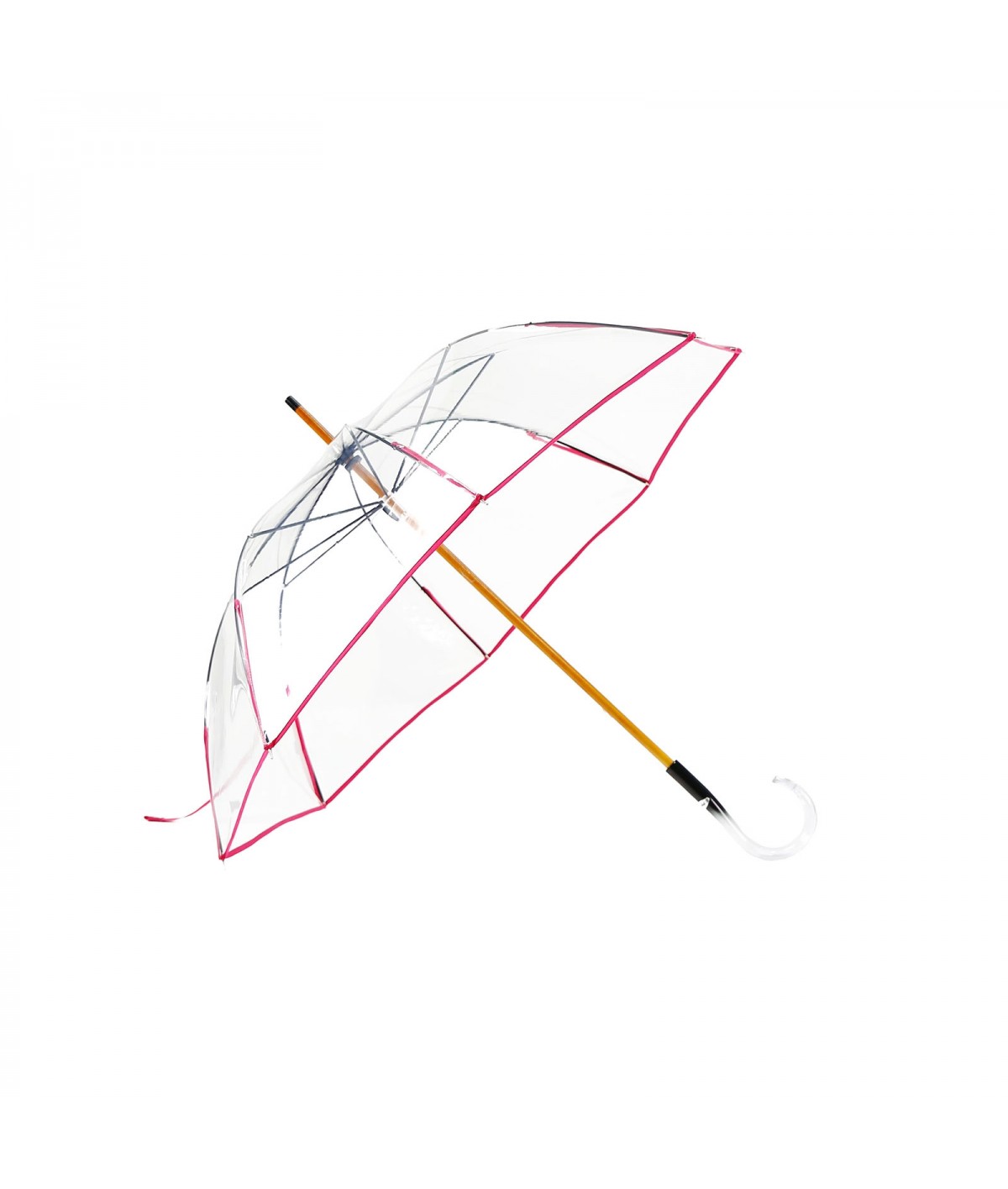 → Manual "classic transparent" umbrella -  Fuchsia - Handcrafted vy Maison Pierre Vaux