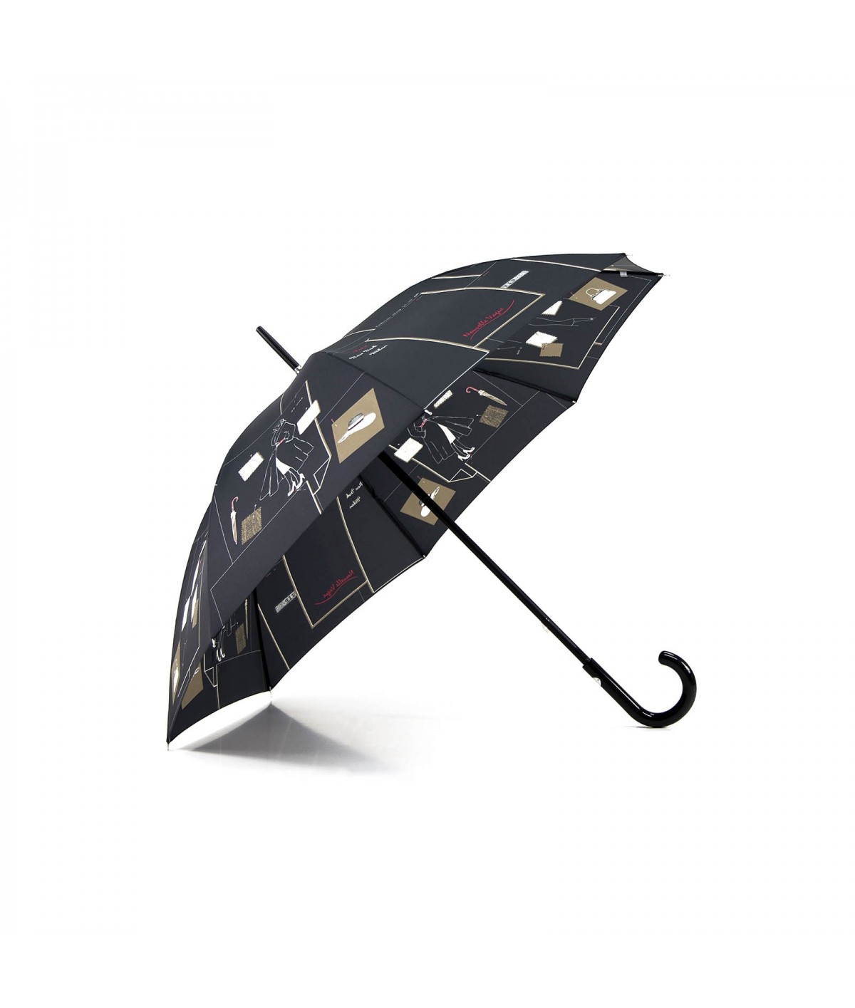 → Black "New Wave Umbrella" - Long Manual - French Umbrella Manufacturer Maison Pierre Vaux