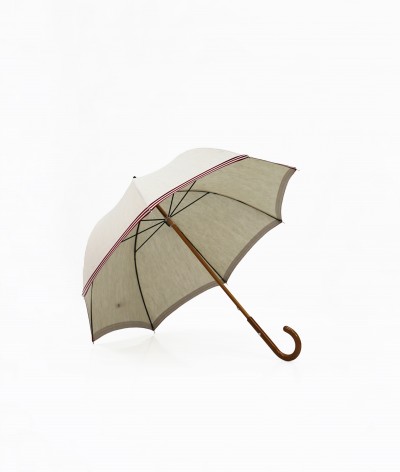 → Linen Umbrella-Parasol "The Stripes" - Red Handcrafted in France by the Umbrellas Manufacturer Maison Pierre Vaux