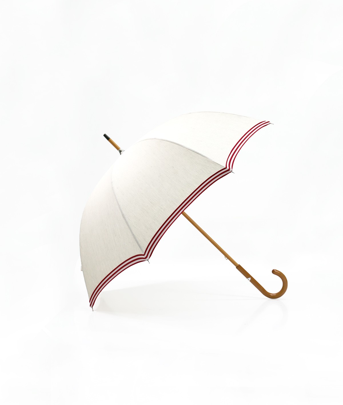 → Linen Umbrella-Parasol "The Stripes" - Red Handcrafted in France by the Umbrellas Manufacturer Maison Pierre Vaux