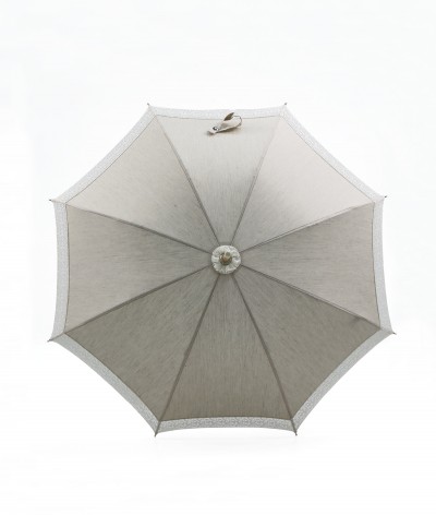 → Parasol "Linen and Lace" - White - Sun Umbrellas Handcrafted in France by the Umbrellas Manufacturer Maison Pierre Vaux