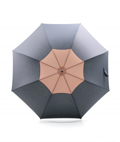 → Umbrella-Parasol - "The Tow Tones" - Grey and Pink - Long manual handcrafted in France by Maison Pierre Vaux
