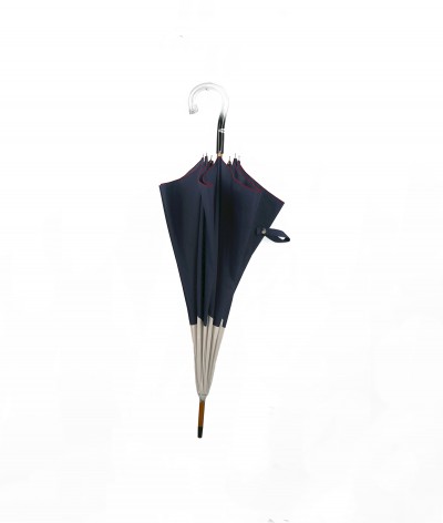 → Umbrella-Parasol - "The Tow Tones" - Navy and Ecru - Long manual handcrafted by Maison Pierre Vaux