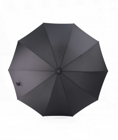 → "Chic Leather" Umbrella Black - Handcrafted by the French Umbrellas Manufacturer Maison Pierre Vaux