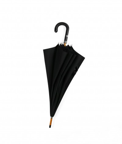 → "Chic Leather" Umbrella Black - Handcrafted by the French Umbrellas Manufacturer Maison Pierre Vaux