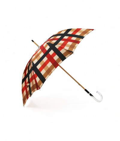 → Fancy Printed Satin Umbrella - Long Manual N°2 - Made in France by Maison Pierre Vaux French Umbrella Manufacturer