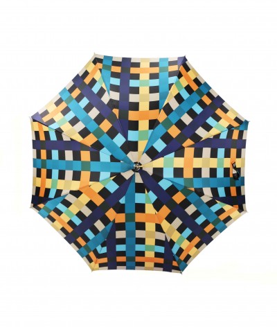 → Fancy Printed Satin Umbrella - Long Manual N°3 - Made in France by Maison Pierre Vaux French Umbrella Manufacturer