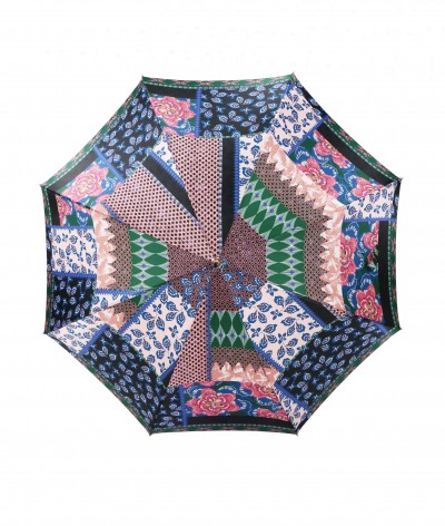 → Fancy Printed Satin Umbrella - Long Manual N°6 - Made in France by Maison Pierre Vaux French Umbrella Manufacturer