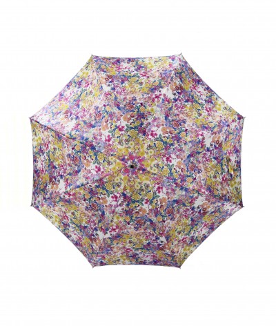 → Fancy Printed Satin Umbrella - Long Manual N°14 - Made in France by Maison Pierre Vaux French Umbrella Manufacturer