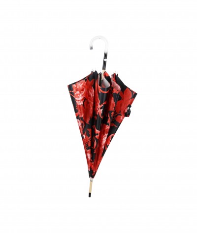→ Fancy Printed Satin Umbrella - Long Manual N°20 - Made in France by Maison Pierre Vaux French Umbrella Manufacturer