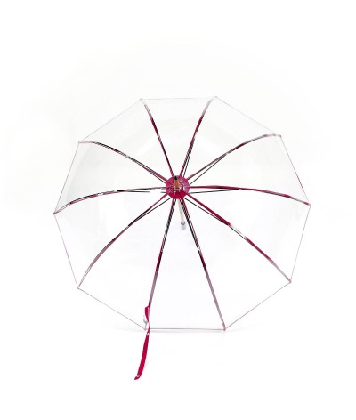 → Parapluie Cloche Transparent - Fuschia - Fabrication Française