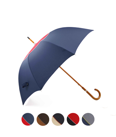 → Parapluie "Le Bicolor Gansé" Rouge et Marine  I Fabrication Traditionnelle à la Main dans le Jura par Maison Pierre Vaux