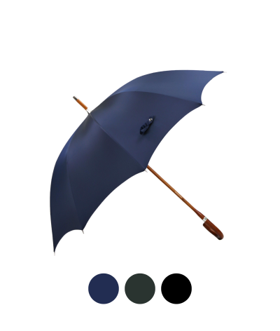 Parapluie homme élégant de luxe en long montage anglais manuel bleu sur  tissu moiré Oxford 10 branches P.Vaux français