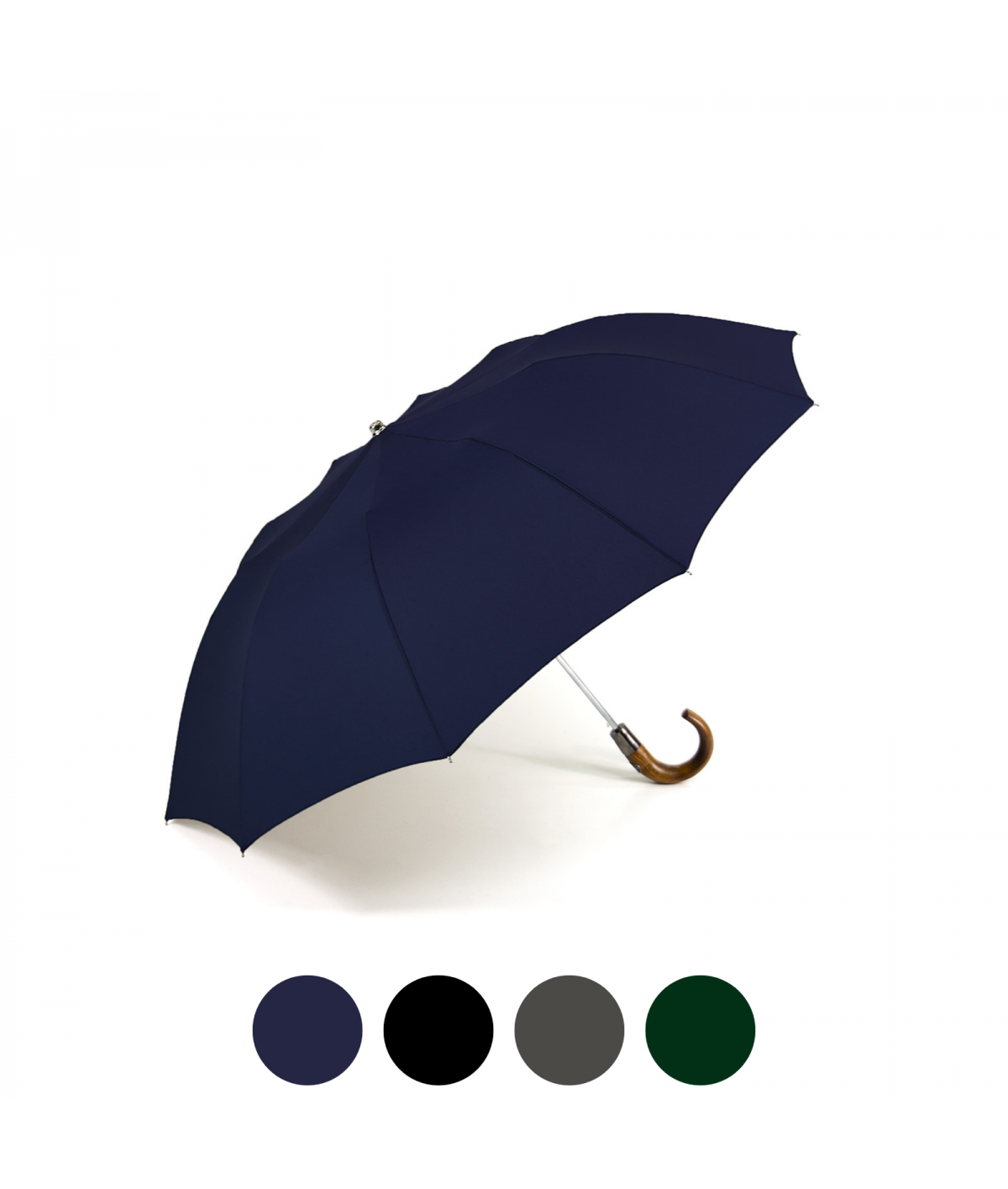 Parapluie homme pliant anti vent uni noir / P.Vaux - Parapluie automatique  10 branches poignée bois - Durable & français - Robuste /