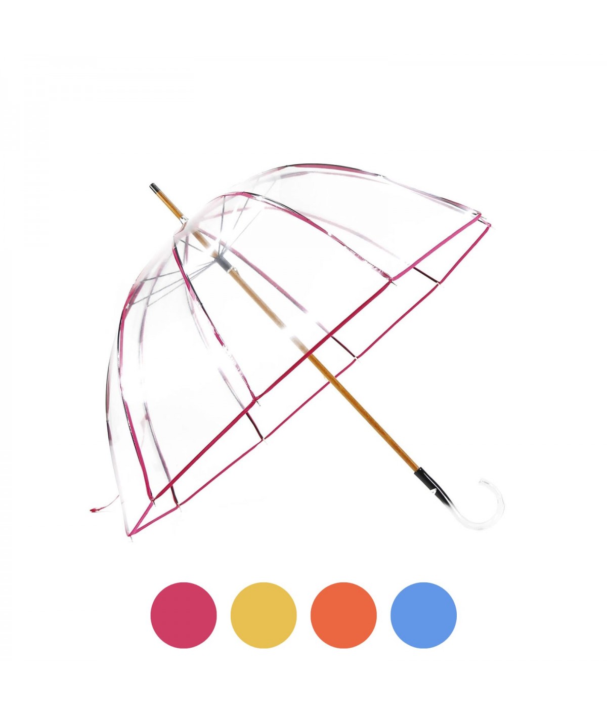 → Parapluie Cloche Transparent - Fuschia - Fabrication Française