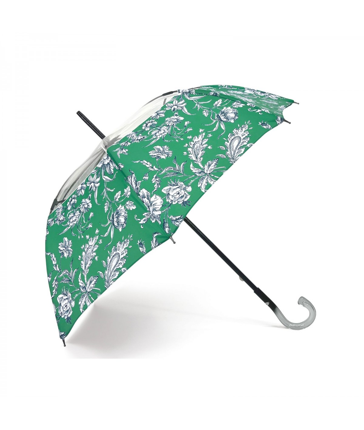 →  Parapluie " Imprimé et Transparent" - Vert - Fleur - Parapluie Made in France par Maison Pierre Vaux