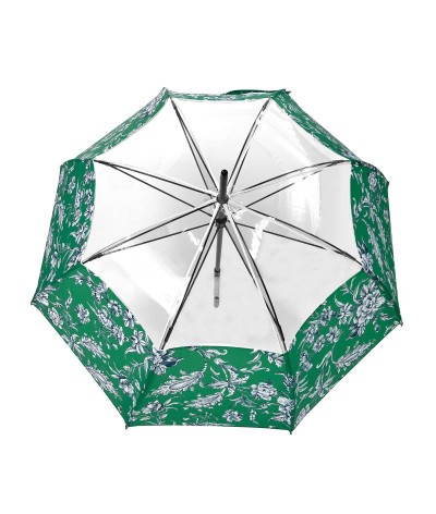 →  Parapluie " Imprimé et Transparent" - Vert - Fleur - Parapluie Made in France par Maison Pierre Vaux