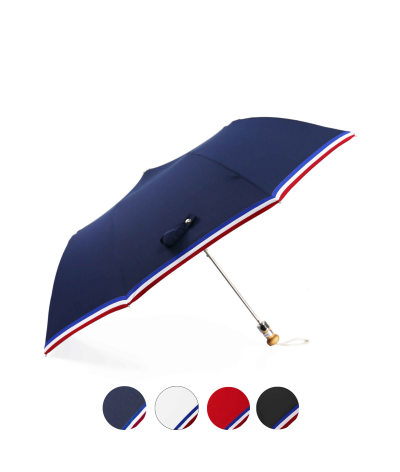→ Parapluie  "Le Made in France" Marine - Pliant automatique - Fabriqué à la Main dans le Jura